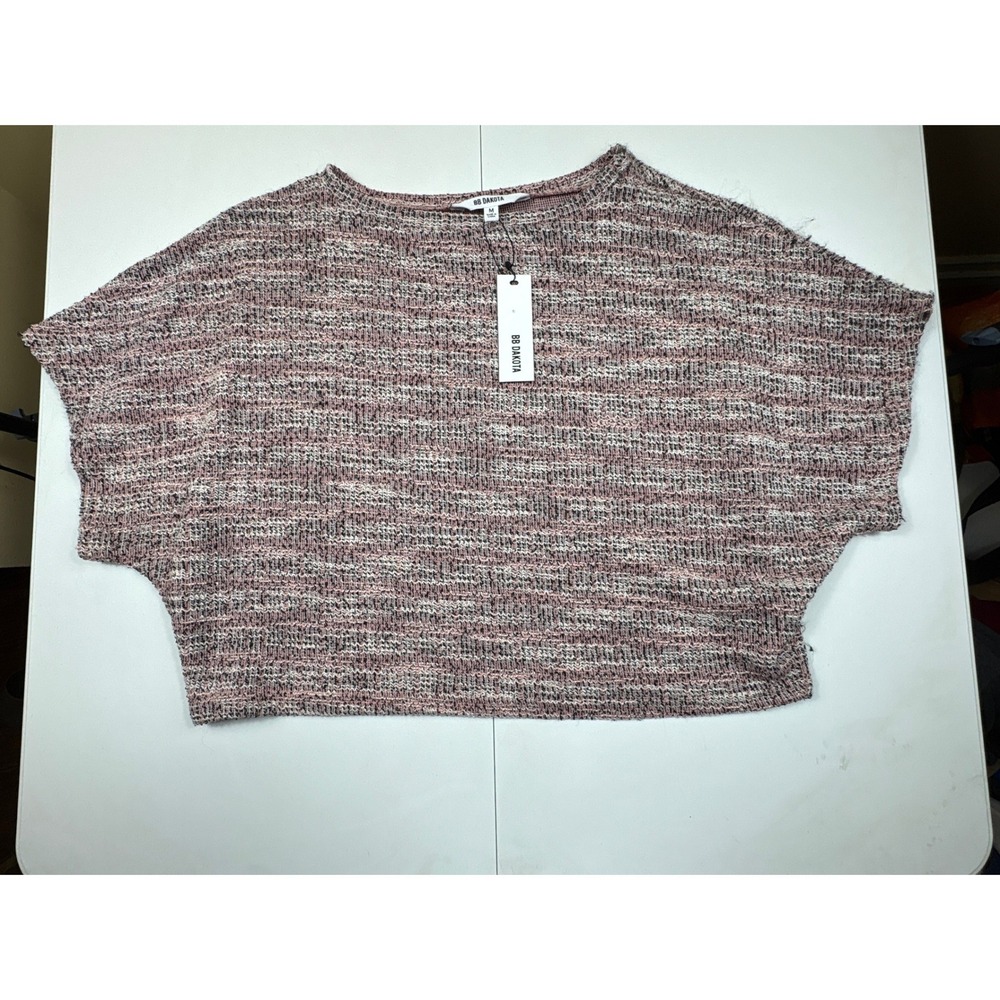 BB Dakota Canyon Rose Marled Knit Dolman Sleeve Cropped Top Womens Medium NWT